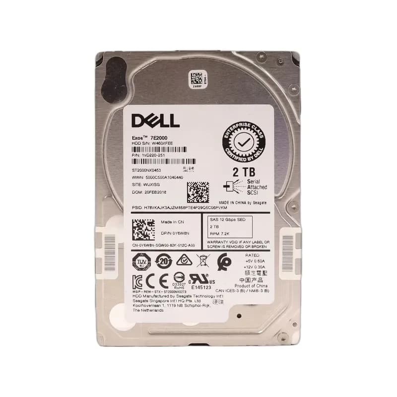 Y6W8N - Dell 2TB 7200RPM SAS 12Gb/s 2.5-Inch Hard Drive