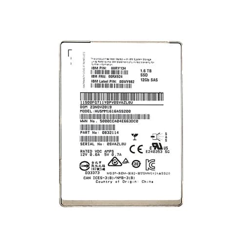 00RX924 - IBM 1.6TB 2.5 inch MLC 12Gb/s SAS Solid State Drive