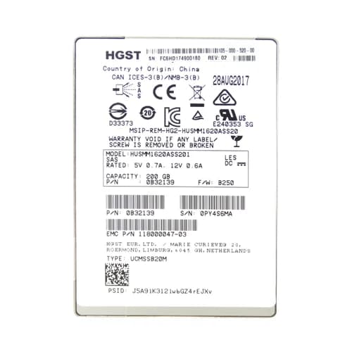 0B32139 - HGST 200GB Ultrastar SSD1600MM 2.5 inch MLC 12Gb/s SAS SSD