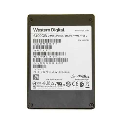0TS1317 - HGST 6.4TB MLC PCIe 3.0 x4 NVMe MU U.2 2.5-inch SSD