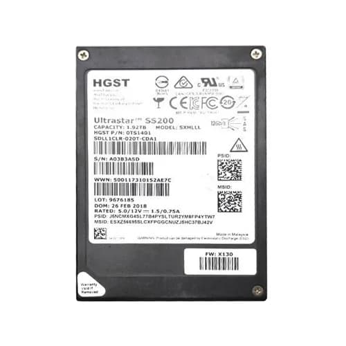 0TS1401 - HGST 1.92TB Ultrastar SS200 2.5 inch MLC 12Gb/s SAS SSD