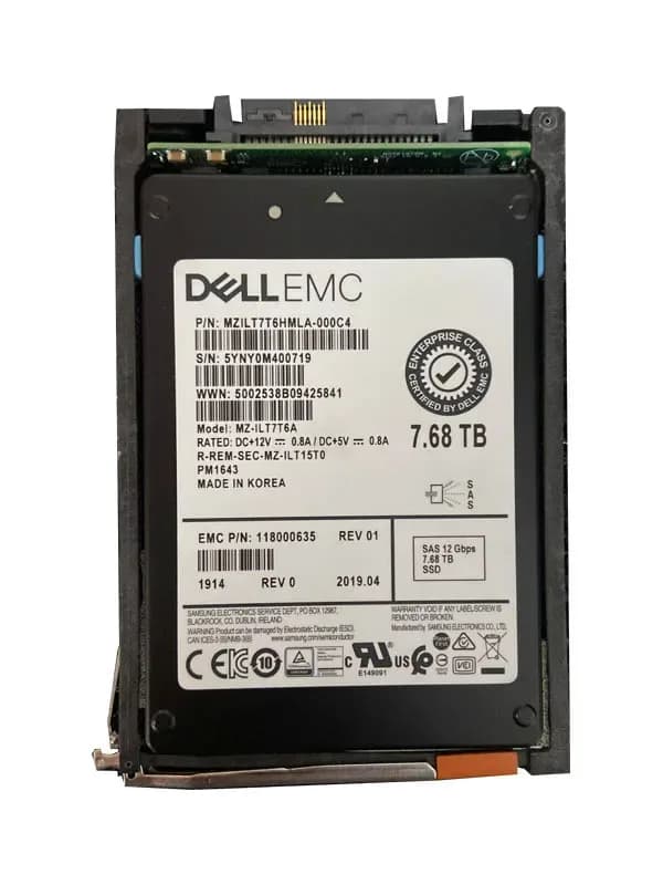 EMC 118000635 7.68TB SAS 12Gb/s 2.5-Inch Solid State Drive