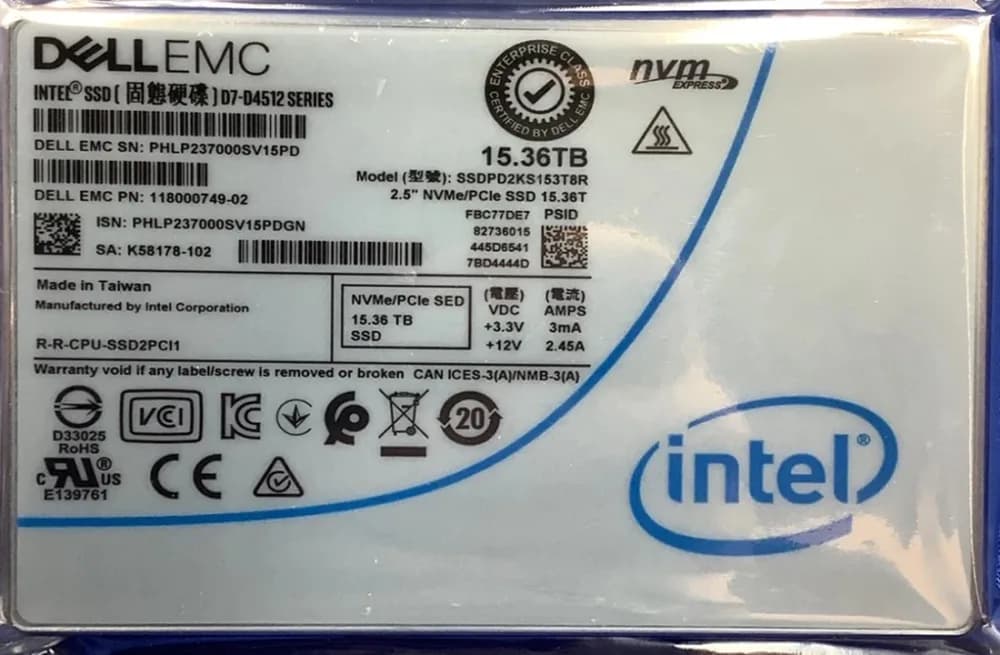 118000749-02 - EMC 15.36TB PCI Express 4.0 NVMe U.2 2.5" SSD