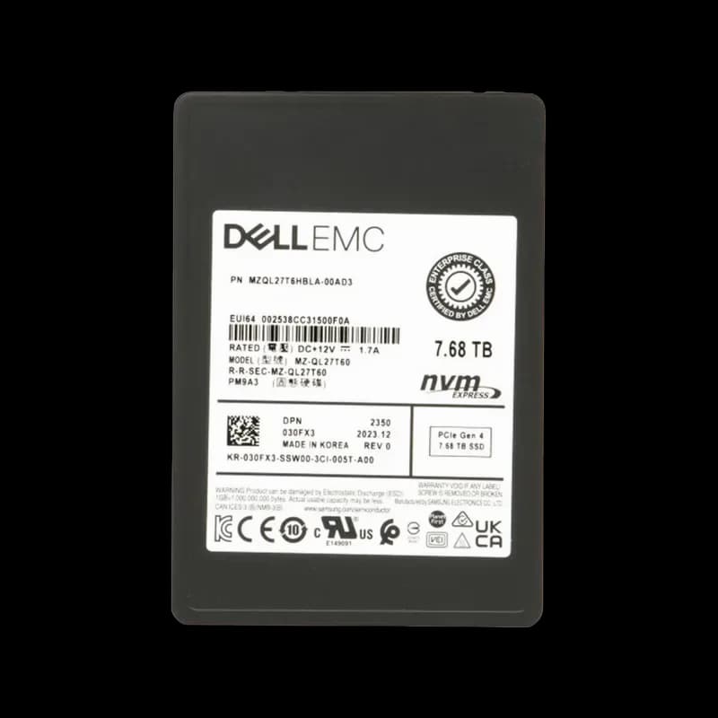 30FX3 - Dell 7.68TB PCI Express NVMe TLC 2.5" Solid State Drive