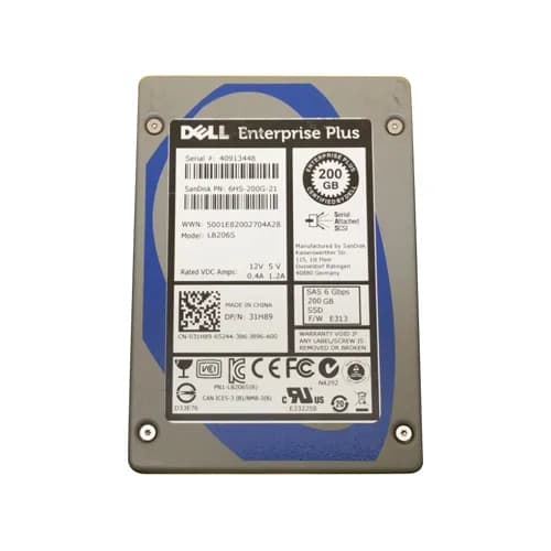 31H89 - Dell 200GB 2.5 inch SLC 6Gb/s SAS Solid State Drive