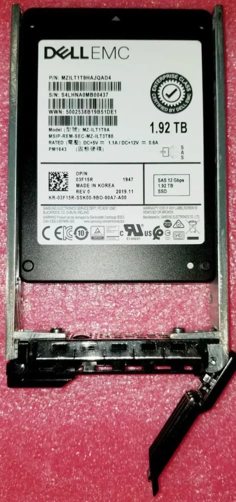3F15R - Dell 1.92TB SAS Triple-Level Cell SFF 2.5" Solid State Drive