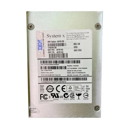 49Y6140 - IBM 800GB 2.5 inch MLC 6Gb/s SAS Solid State Drive