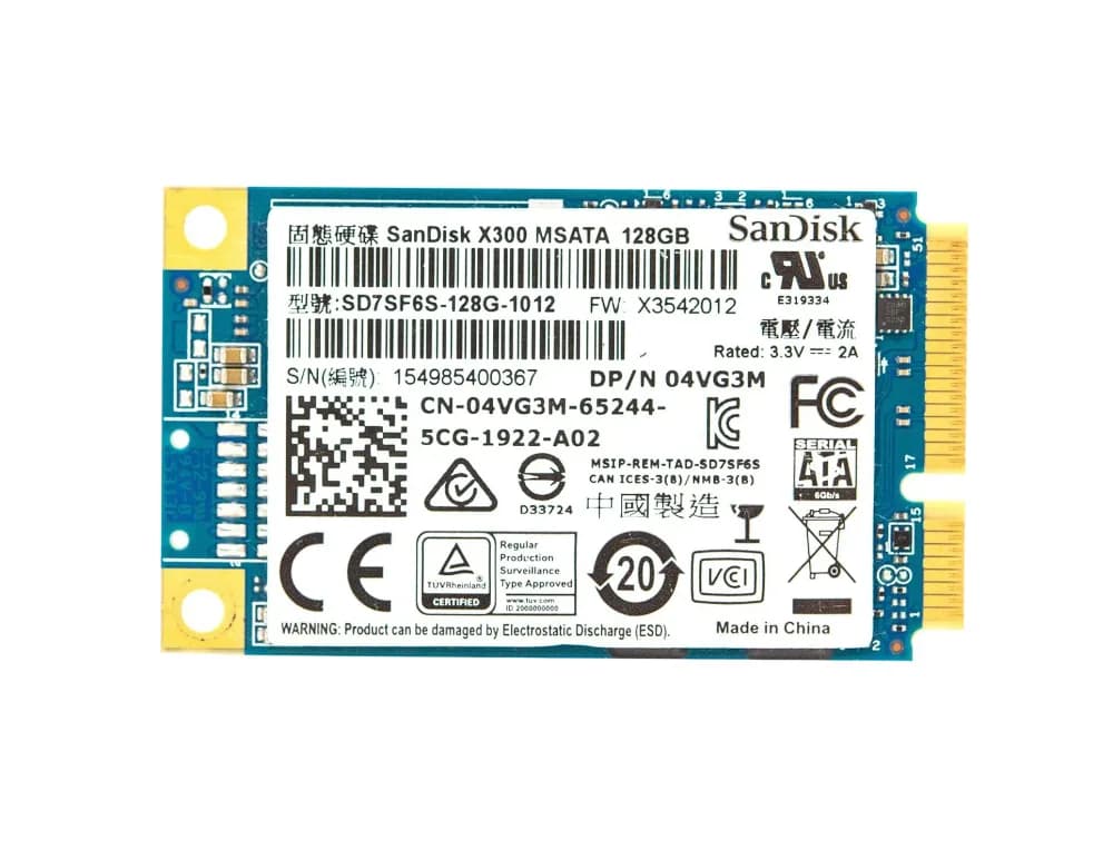 4VG3M - Dell 128GB MLC SATA 6Gb/s mSATA 1.8-Inch SSD