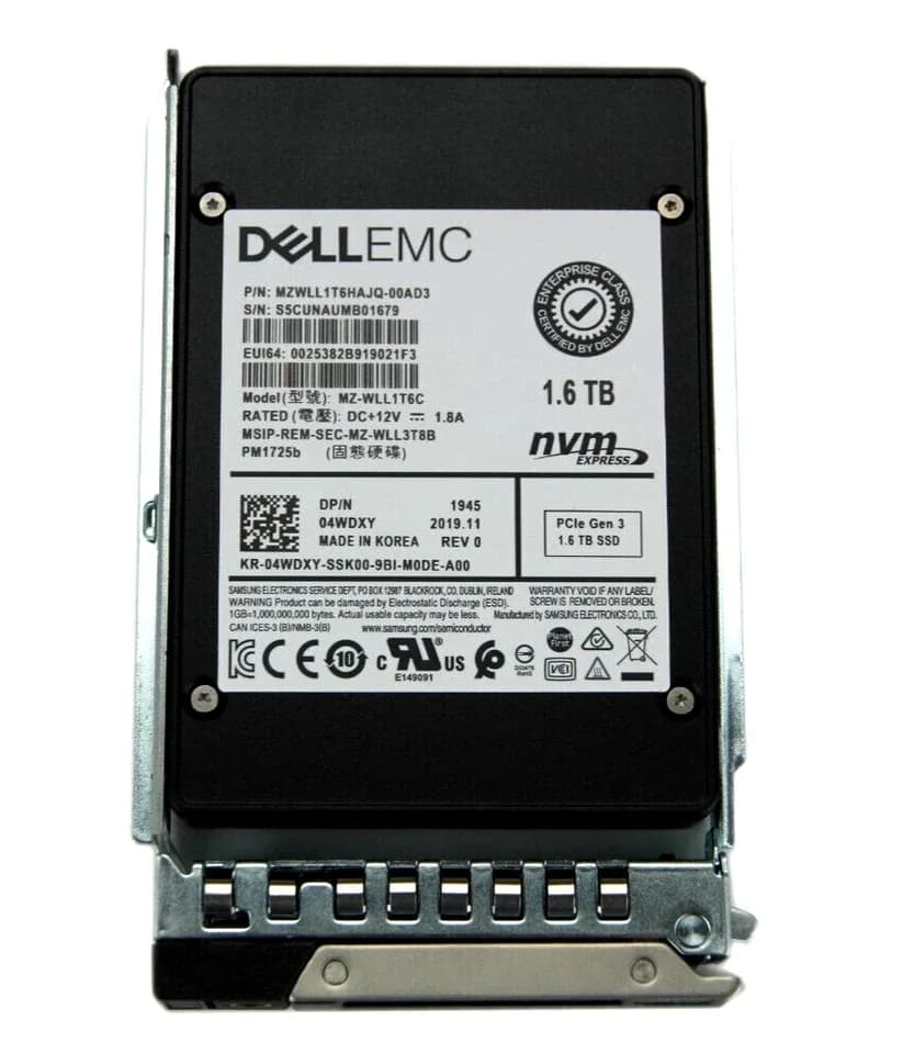 4WDXY - Dell 1.6TB PCI Express NVMe TLC 2.5" Solid State Drive