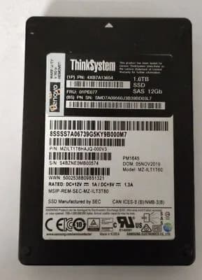 4XB7A13654 - Lenovo ThinkSystem SFF PM1645 1.6TB Mixed Use SAS 12G Hot Swap SSD