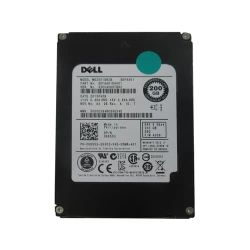 6K55X - Dell 200GB 2.5 inch SLC 6Gb/s SAS Solid State Drive