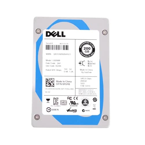 6R5R8 - Dell 200GB 2.5 inch MLC 6Gb/s SAS Solid State Drive