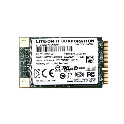 717771-001 - HP 32GB MLC SATA 6Gb/s mSATA Solid State Drive