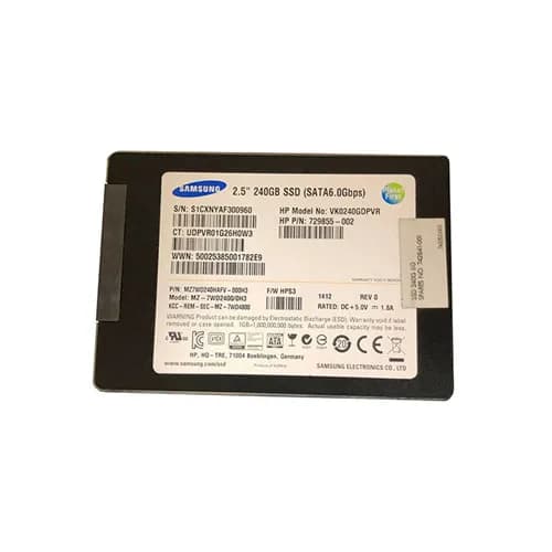 729855-002 - HP 240GB 2.5 inch MLC 6Gb/s SATA Solid State Drive