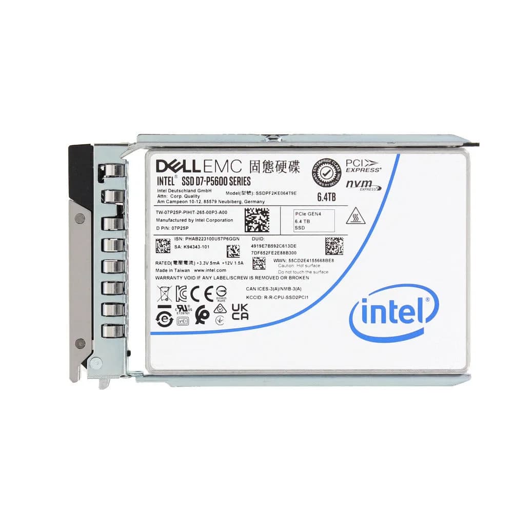 7P25P - Dell D7-P5600 6.4TB PCI Express NVMe 2.5" Solid State Drive