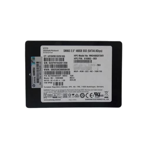 817039-003 - HPE 480GB 2.5 inch MLC 6Gb/s SATA Solid State Drive