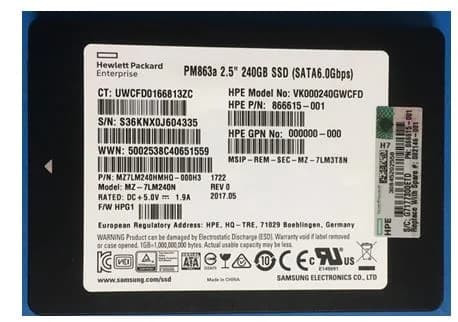 866615-001 - HPE 240GB SATA MLC SFF 2.5" Solid State Drive