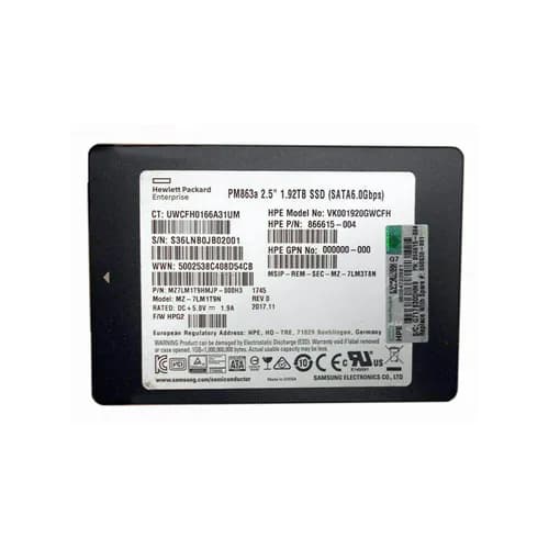 866615-004 - HPE 1.92TB 2.5 inch MLC 6Gb/s SATA Solid State Drive
