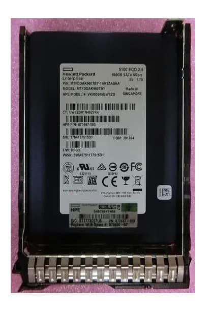 870667-003 - HPE 960GB SATA SFF 2.5" Solid State Drive