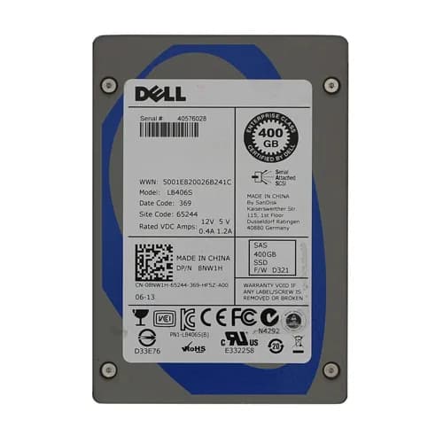 8NW1H - Dell 400GB 2.5 inch SLC 6Gb/s SAS Solid State Drive