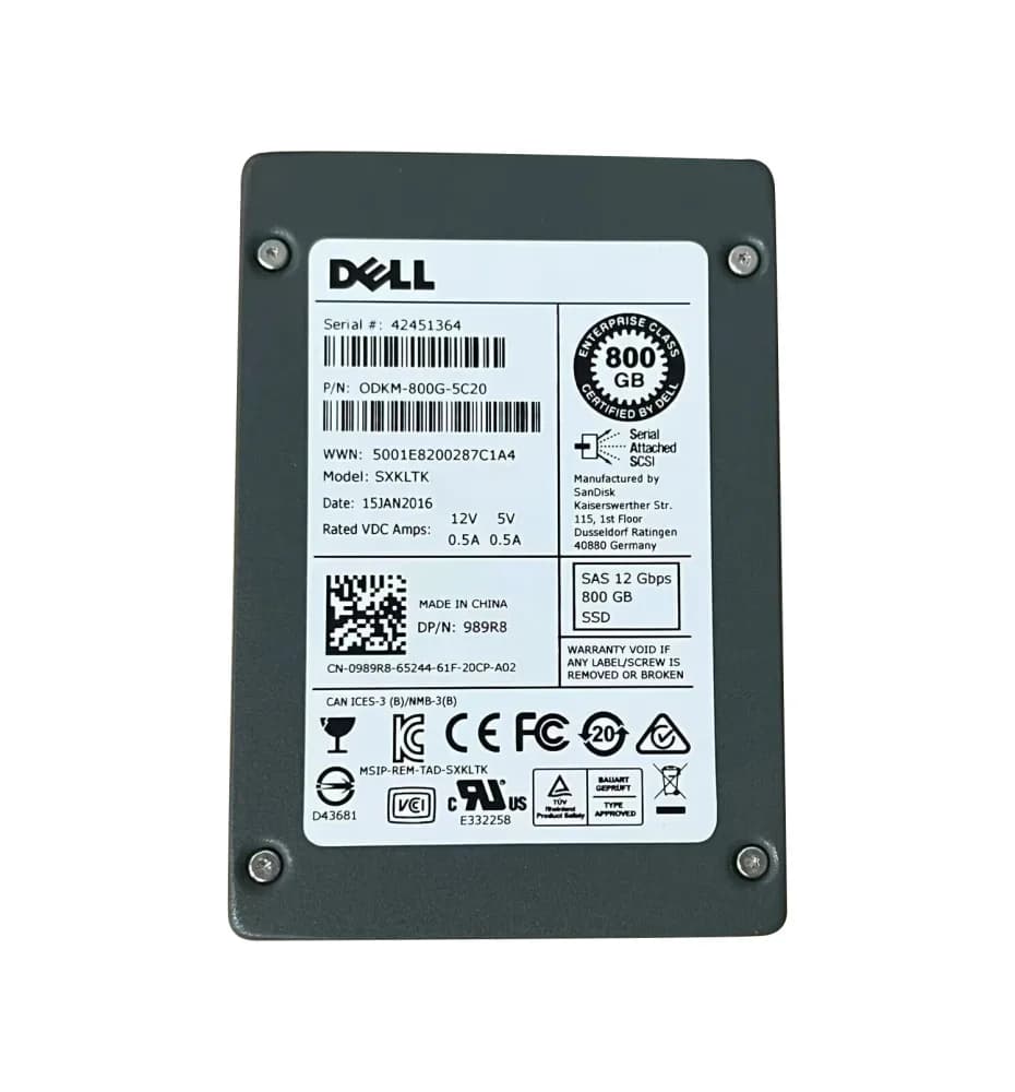 989R8 - Dell 800GB SAS Multi-Level Cell SFF 2.5" Solid State Drive