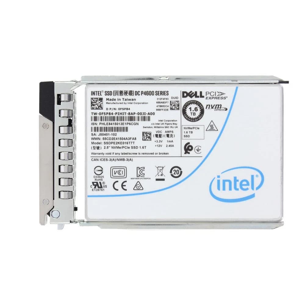 F5P84 - Dell 1.6TB PCI Express NVMe TLC 2.5" Solid State Drive