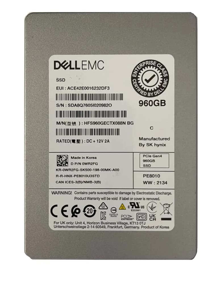 HFS960GECTX088N - Hynix 960GB PCI Express NVMe TLC U.2 2.5" SSD