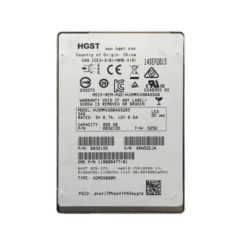 HUSMM1680ASS205 - HGST 800GB 2.5in MLC 12Gb/s SAS SSD