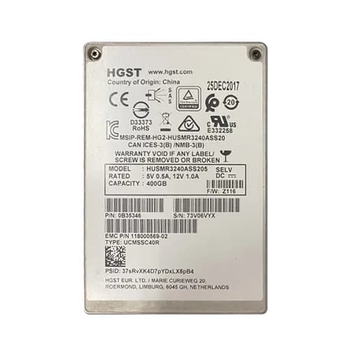 HUSMR3240ASS205 - HGST 400GB MLC SAS 12Gbps RI TCG FIPS 2.5-in SSD