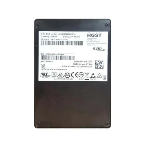 HUSMR7680BDP301 - HGST 800GB MLC PCIe 3.0 x4 NVMe 2.5-inch SSD