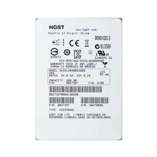 HUSSL4040BSS600 - HGST 400GB Ultrastar SSD400S 2.5in SLC 6Gb/s SAS SSD