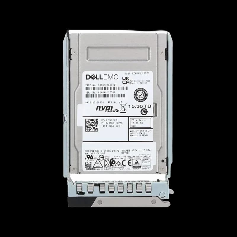 J91CR - Dell 15.36TB PCI Express NVMe 3D TLC U.3 2.5" SSD