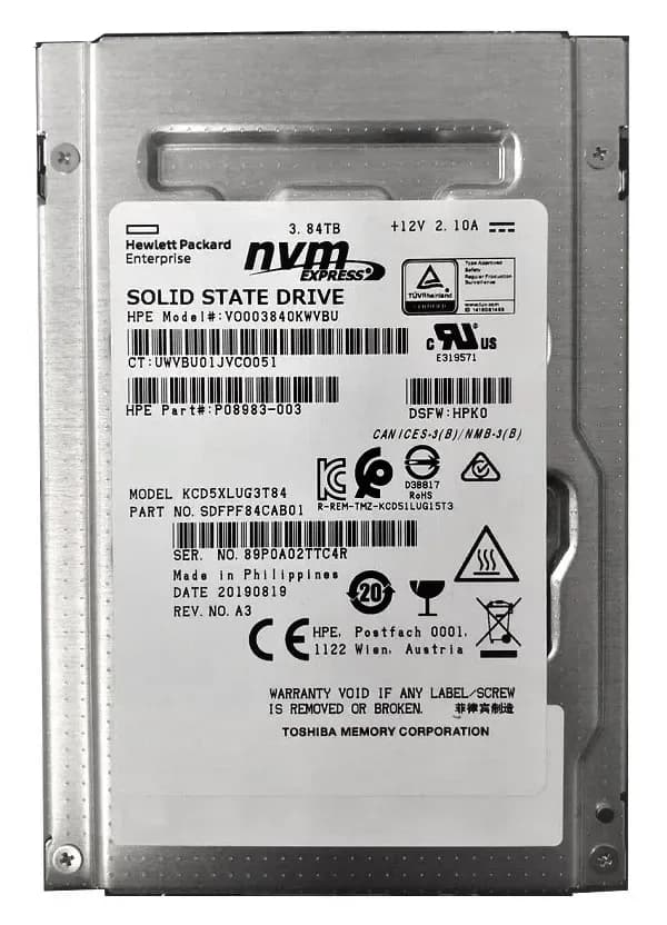KCD5XLUG3T84 - KIOXIA 3.84TB PCI Express NVMe TLC 2.5" SSD
