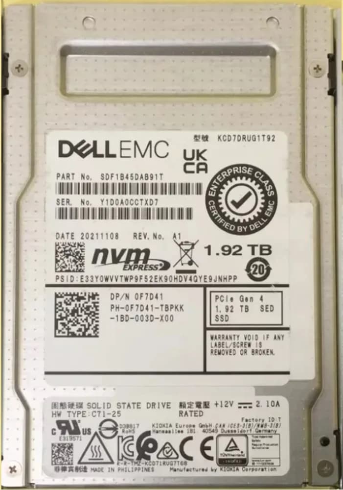 KCD7DRUG1T92 - KIOXIA 1.92TB PCI Express NVMe 2.5" Solid State Drive