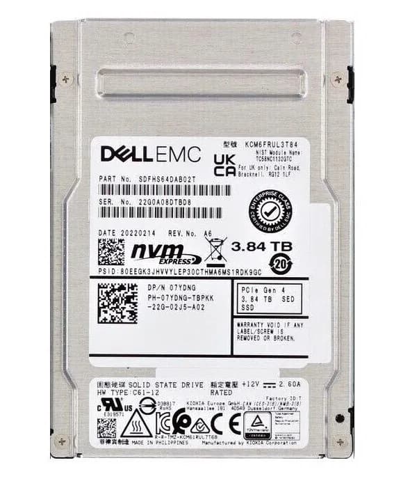 KCM6FRUL3T84 - Kioxia 3.84TB TLC PCIe NVMe 4.0 x4 2.5-In SSD