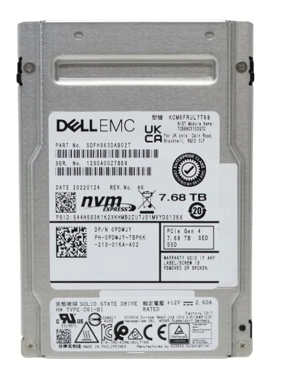 KCM6FRUL7T68 - KIOXIA CM6-R 7.68TB PCI Express NVMe TLC 2.5" SSD