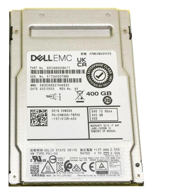 KPM6XMUG400G - Toshiba PM6 400GB SAS TLC 2.5" Solid State Drive