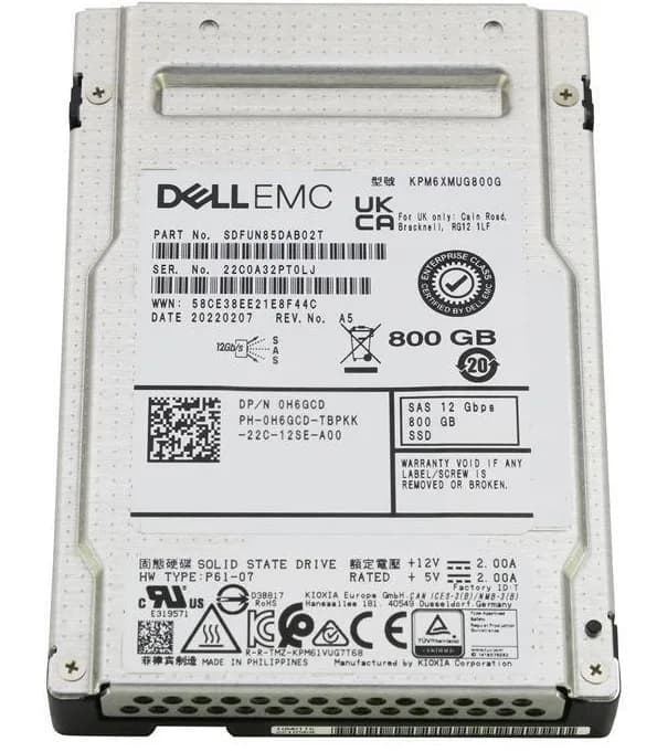 KPM6XMUG800G - KIOXIA PM6 800GB SAS TLC 2.5" Solid State Drive