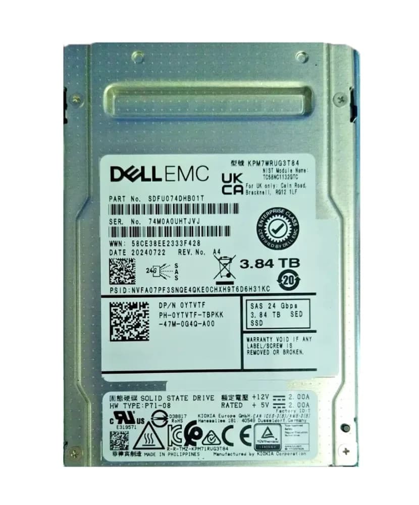 KPM7WRUG3T84 - KIOXIA PM7-R 3.84TB SAS TLC 2.5" Solid State Drive