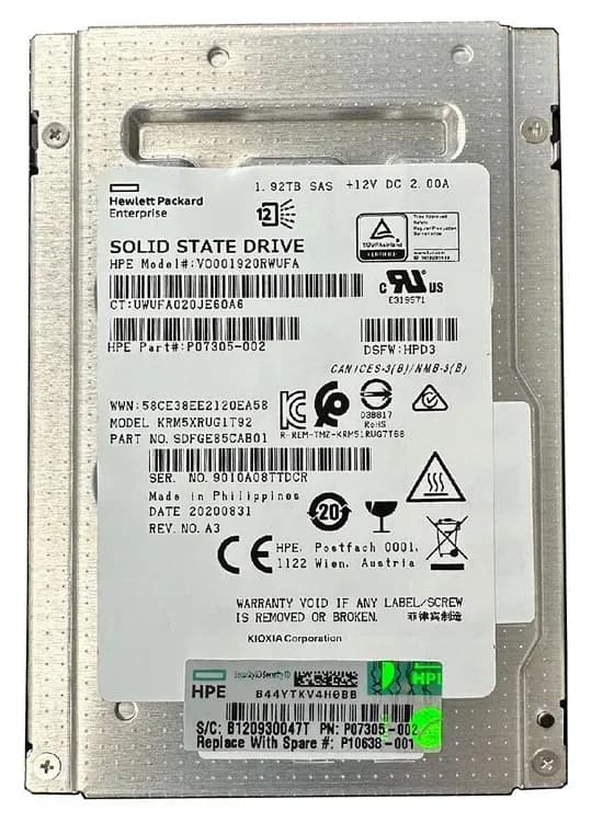 KRM5XRUG1T92 - KIOXIA 1.92TB SAS TLC 2.5" Solid State Drive