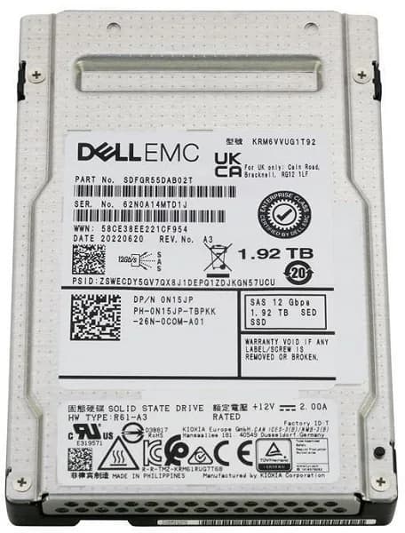 KRM6VVUG1T92 - Toshiba 1.92TB SAS TLC 2.5" Solid State Drive