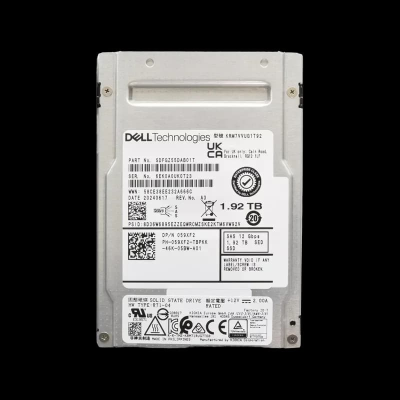 KRM7VVUG1T92 - KIOXIA RM7-V 1.92TB SAS TLC 2.5" Solid State Drive