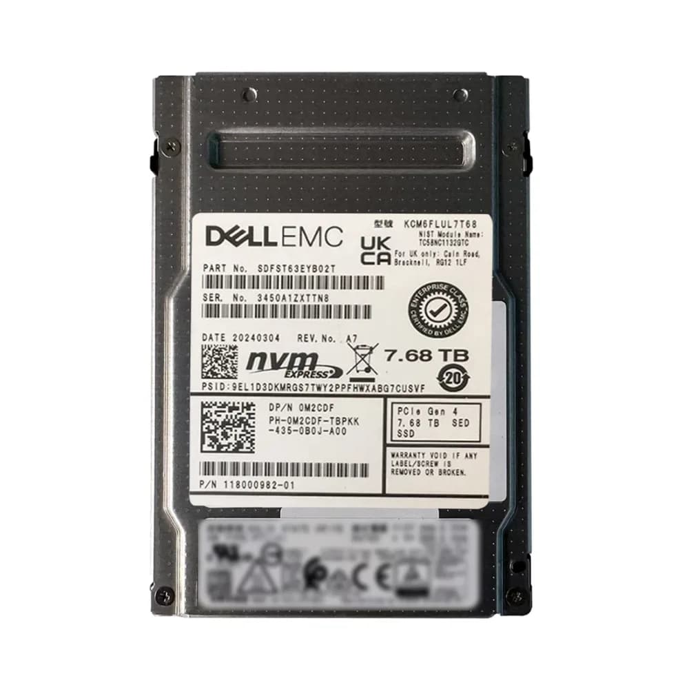 Dell M2CDF 7.68TB PCIe Gen4 NVMe U.3 SED 2.5in SSD W-Tray
