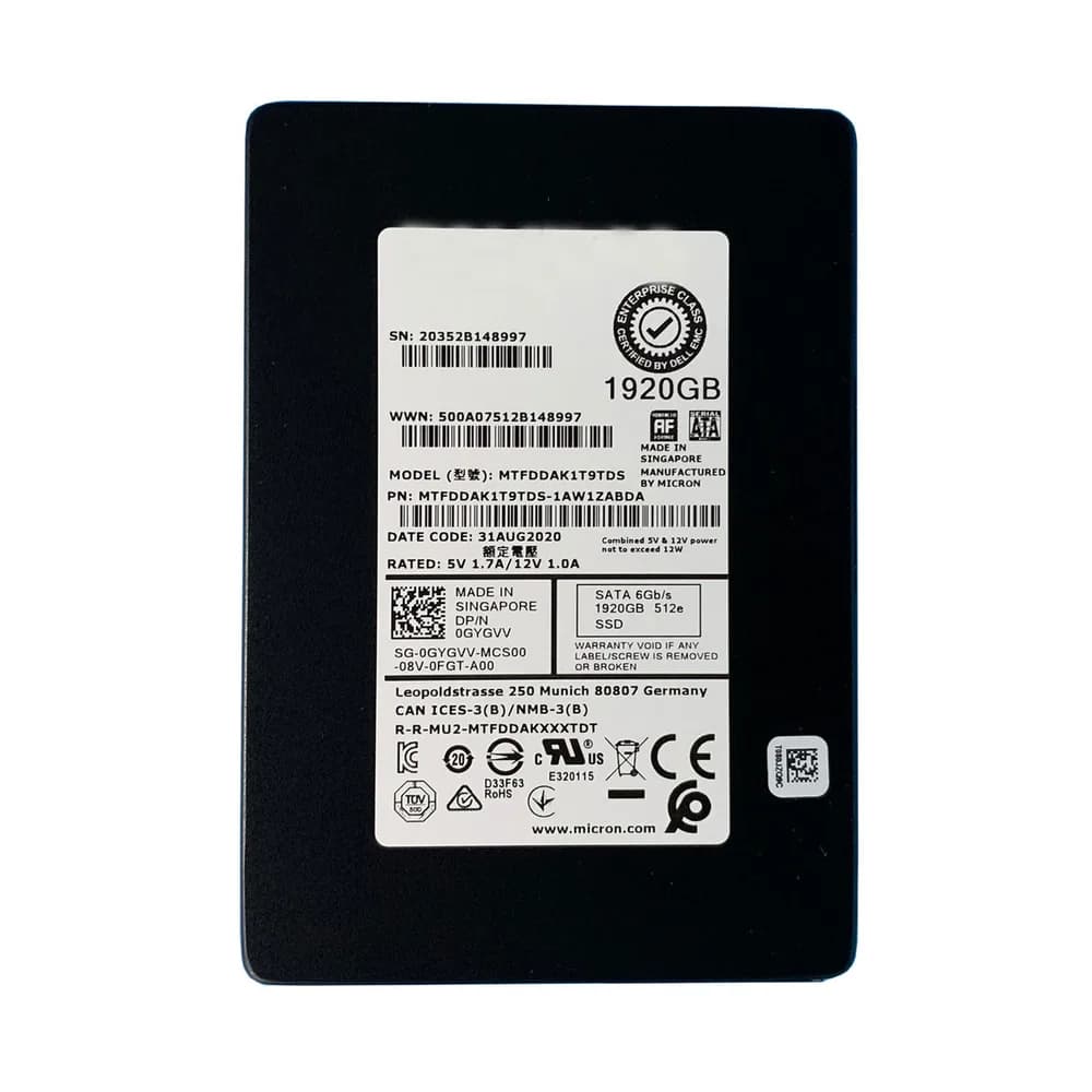 MTFDDAK1T9TDS-1AW1ZABDA - Micron 5300 PRO 1.92TB SATA TLC 2.5" SSD. DELL OEM.