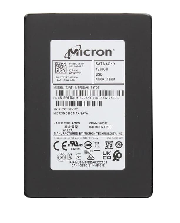 MTFDDAK1T9TDT-1AW1ZABDB - Micron 5300 Max 1.92TB SATA 2.5-In SSD