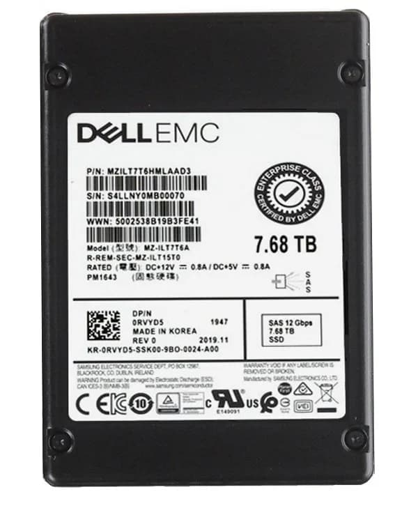 MZ-1LT7T6A - Samsung Enterprise PM1643 7.68TB SAS TLC 2.5" SSD