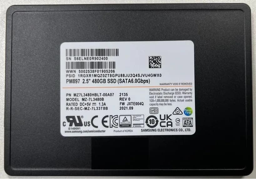 MZ-7L3480B - Samsung PM897 480GB SATA 2.5-Inch Solid State Drive
