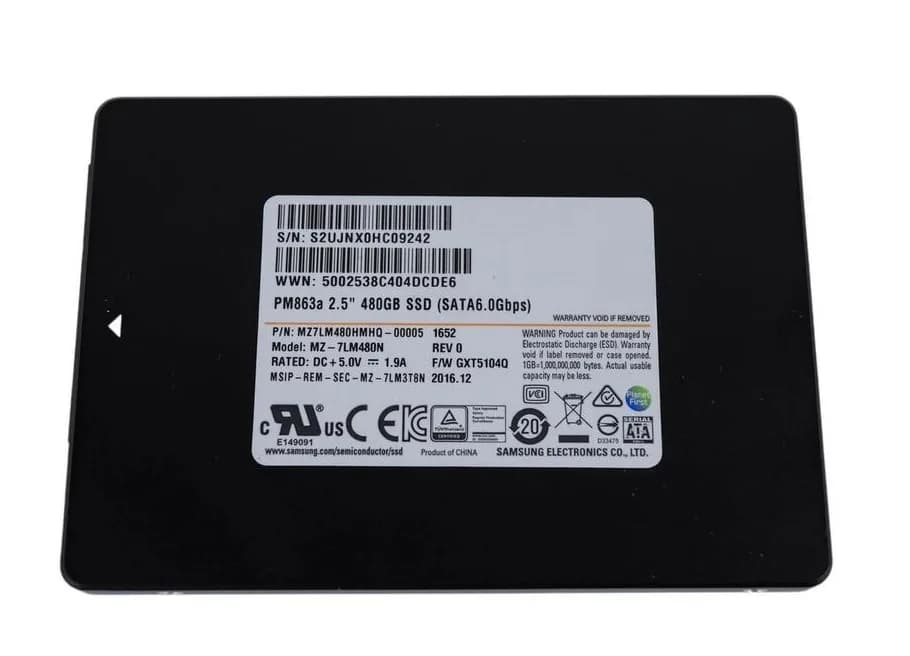 MZ-7LM480N - Samsung PM863a 480GB SATA TLC 2.5" Solid State Drive