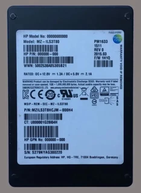 MZ-ILS3T80 - Samsung PM1633a 3.84TB SAS TLC 2.5" Solid State Drive