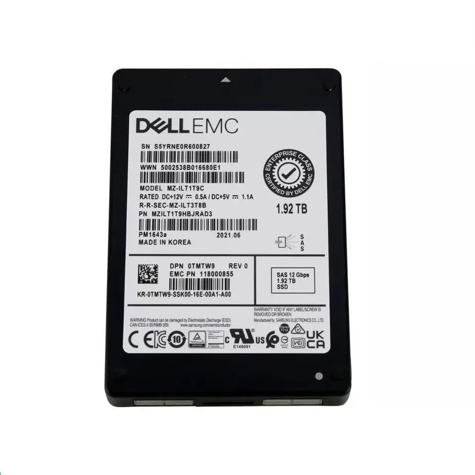 MZ-ILT1T9C - Samsung PM1643A 1.92TB SAS TLC 2.5" Solid State Drive